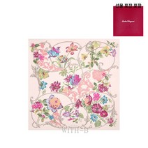페라가모 (쇼핑백증정)[FERRAGAMO]플라워 실크 스카프 735082 F.ROSA