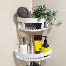 무타공 벽걸이 부착식 코너선반 화이트 지비조아 스티커클립, 소형(후크X)