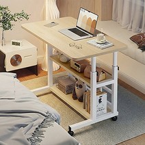 퓨핸 2세대 사이드 테이블 높이조절 이동식 보조 책상 업그레이드 버전, 우드