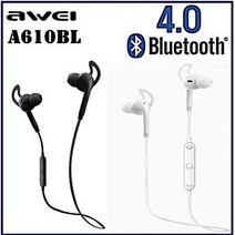 AWEI 정품 블루투스이어폰 A610BL/파우치증정, 화이트