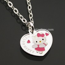 베베디아망 순은 헬로키티 미아방지 목걸이와 팔찌 판매, 하트키티목걸이