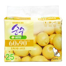 순수 넌슬립 초특대형 강아지 배변 패드 레몬향 25매, 1개