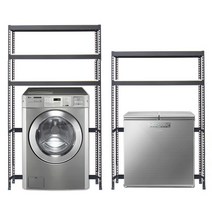 스피드랙 세탁기 선반 2단 블랙앵글, 1개, 블랙