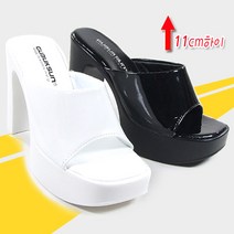 뮤즈몰 11cm하이 통굽힐 슬리퍼 (에나멜)