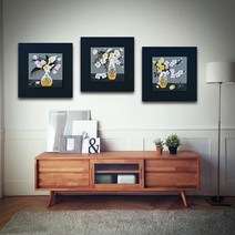 쇼핑아트 블랙화병부조액자3p 액자세트, 블랙