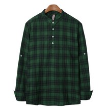 제이에이치스타일 아사 린넨 체크 롤업 헨리넥 셔츠