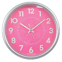 jeil 야광실버 28cm 벽시계 / 무소음벽시계 야광벽시계 야광시계 인테리어벽시계 집들이선물 개업선물, 핑크