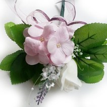 코사지 장미 비누꽃코사지, 화이트, 1개