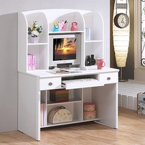 [엣지퍼니처]솔라 편수 책상세트B, 화이트, 책상+서랍+책장