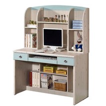 [엣지퍼니처]솔라 편수 책상세트B, 블루워시, 책상+서랍+책장