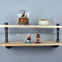 제이앤에스 파이프 벽 고정식 이동식 진열대 장식대, 선반02_30cm_흑관
