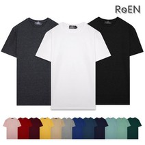 [로엔] 20수 면 무지 라운드 반팔 티셔츠/남녀공용