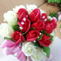비누장미꽃다발20송이, 레드화이트