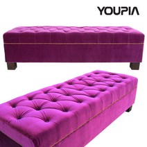 유피아 3인용 고급벨벳 베드벤치 스툴, 119-겨자