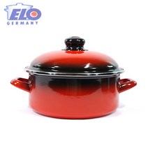 이엘오 정품 ELO법랑냄비 일반형 양수 빨간냄비 국솥 이유식냄비, 레드 블랙, 18cm(일반형)
