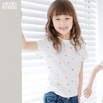 뉴욕꼬맹이 무지 색종이 반팔 티셔츠