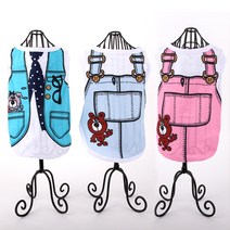 도그아이 강아지옷 멜빵조끼나염티 티셔츠, 하늘