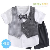 한국생산 여름 영유아용 리챠드 남아정장 4종셋트[5부]