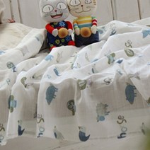 [리빙존]국산-키즈 순면 거즈이불 유아동이불 / 홑이불 / 유아이불 / 거즈이불 / 아기이불 / 아동이불 / 속싸개 / 여름이불 모음 맞춤제작 가능, 2-4_주주 거즈이불:그린 L:130-110