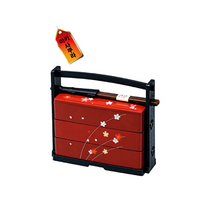 일본[하코야]미니 3단조립 도시락/본체와 손잡이 젓가락을 일체형으로 조립/귀엽운 미니형 사이즈, 아카사쿠라