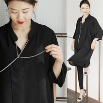 빅댄디 차이나넥장식블랙원피스 미디원피스(무릎길이)