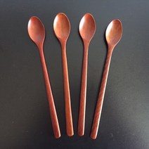옻칠 나무 티스푼세트 (1set/4개), 타원형 롱 티스푼, 1set