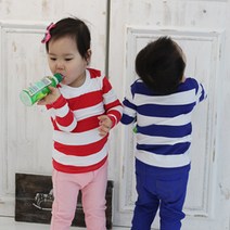[정리세일]아이엠베베 스트라이프 유아동 면티셔츠 기본베이직티