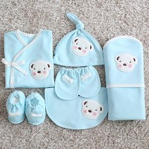 콩닥콩닥 강아지 와펜 배냇저고리(하늘) 실+바늘+시침핀 사은품, 0% 배냇저고리