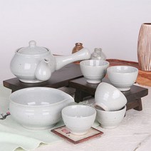 고백자 5인 다기세트, 1세트, 다관 + 다관뚜껑 + 숙우 + 잔 5p