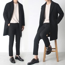 토니어스 남자 겨울 누빔 싱글코트 블랙