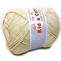 행복뜨기 목도리실 모자실 순면사 면실 털실 뜨개실 뜨개질실 키즈코튼, 309크림베이지, 1개