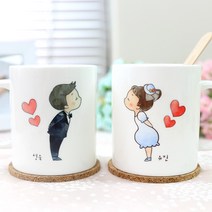 핸드팩토리 [주문제작] 커플츄츄 웨딩커플 머그컵 (2개 1세트), 화이트, 2개, 1세트