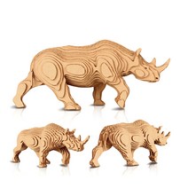 콘타모 골판지 3D 종이 입체 퍼즐 스몰 Small (스몰), 사파리, 코뿔소 (Small)