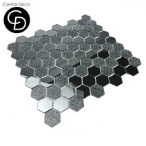 중앙데코 시트라인 벽 바닥타일 모자이크타일 (10장이상 사은품증정), 03-17육각형크렉 연흑경, 1장