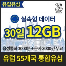 유심닥터 유럽 55개국 통합 유심 데이터 12GB+현지통화 쓰리심, 실속형 데이터 12GB / 30일, 1매
