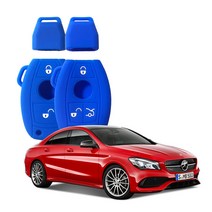 카포카 벤츠 CLA클래스(C117) CLA200 2 3버튼 실리콘 스마트키케이스 키홀더, 벤츠CLA클래스C117 블루 3버튼