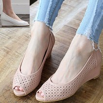니나스파리 5cm 부드럽고 편한 미니웨지 오픈토 펌프스