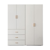 케이컴퍼니 이음1600장롱세트CD(3서랍옷장+긴문장) 장롱세트, 화이트-3서랍옷장+이불장