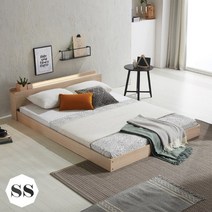 장인가구 오벤 저상형 LED조명 USB포트 침대SS 프레임, 그레이