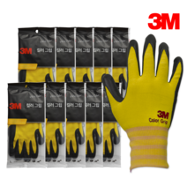 3M 컬러그립 코팅 작업 장갑 L, 옐로우, 10매