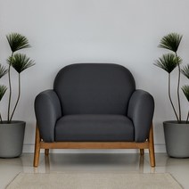 마티노가구 아모르 원목 인조가죽 1인용 소파, 다크그레이