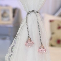 아이비데코 침대캐노피 빅사이즈 인테리어캐노피 봉보함 셋트 침대 장식 캐노피, 비즈타이백-소(2개)