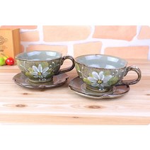 코스모스 거친 커피잔 2인세트