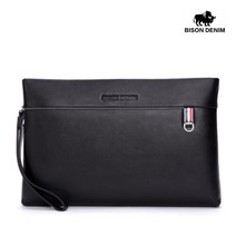 BISON DENIM 바이슨 데님 남자 남성 수제 가죽 스트랩 손가방 파우치백 클러치백 N8197-1B