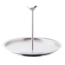 Old Dutch 첩 1단 서빙 트레이 새모양 손잡이 포함, Stainless Steel
