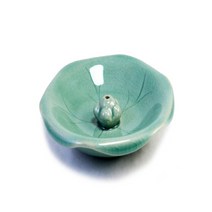 청자 연잎문 낮은 향꽂이 / 향로 도자기향꽂이 제사 요가 명상