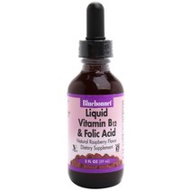 블루보넷 리퀴드 비타민 B12 & 엽산 내추럴 라즈베리 비건 글루텐 프리, 59ml, 1개