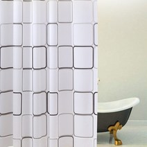 JSS&D PEVA 욕실 샤워커튼 큐브(커튼고리포함), 1장, 멀티(혼합)컬러