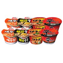 농심 컵라면세트 새우탕2+너구리2+튀김우동2+신라면2 총8개, 1세트, 8개