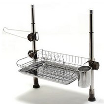 어서오이소 DW 씽크선반 봉고정 400 1단 (스텐쟁반) 선반 분리형 접시꽂이 기둥 물받이 수저통, 현상품선택후주문하기